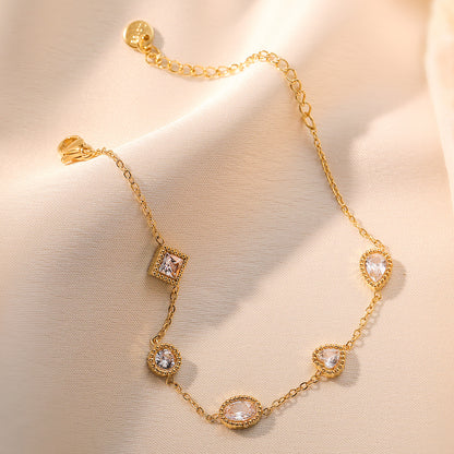 Zircon titanium steel bracelet for women niche exquisite versatile and colorfast jewelry