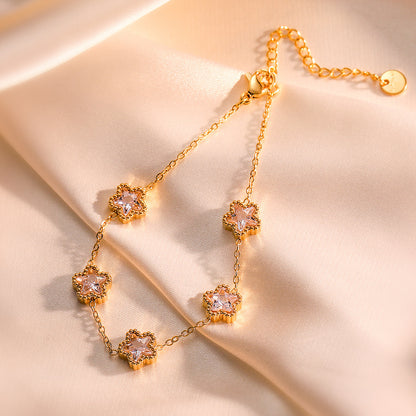 Zircon titanium steel bracelet for women niche exquisite versatile and colorfast jewelry