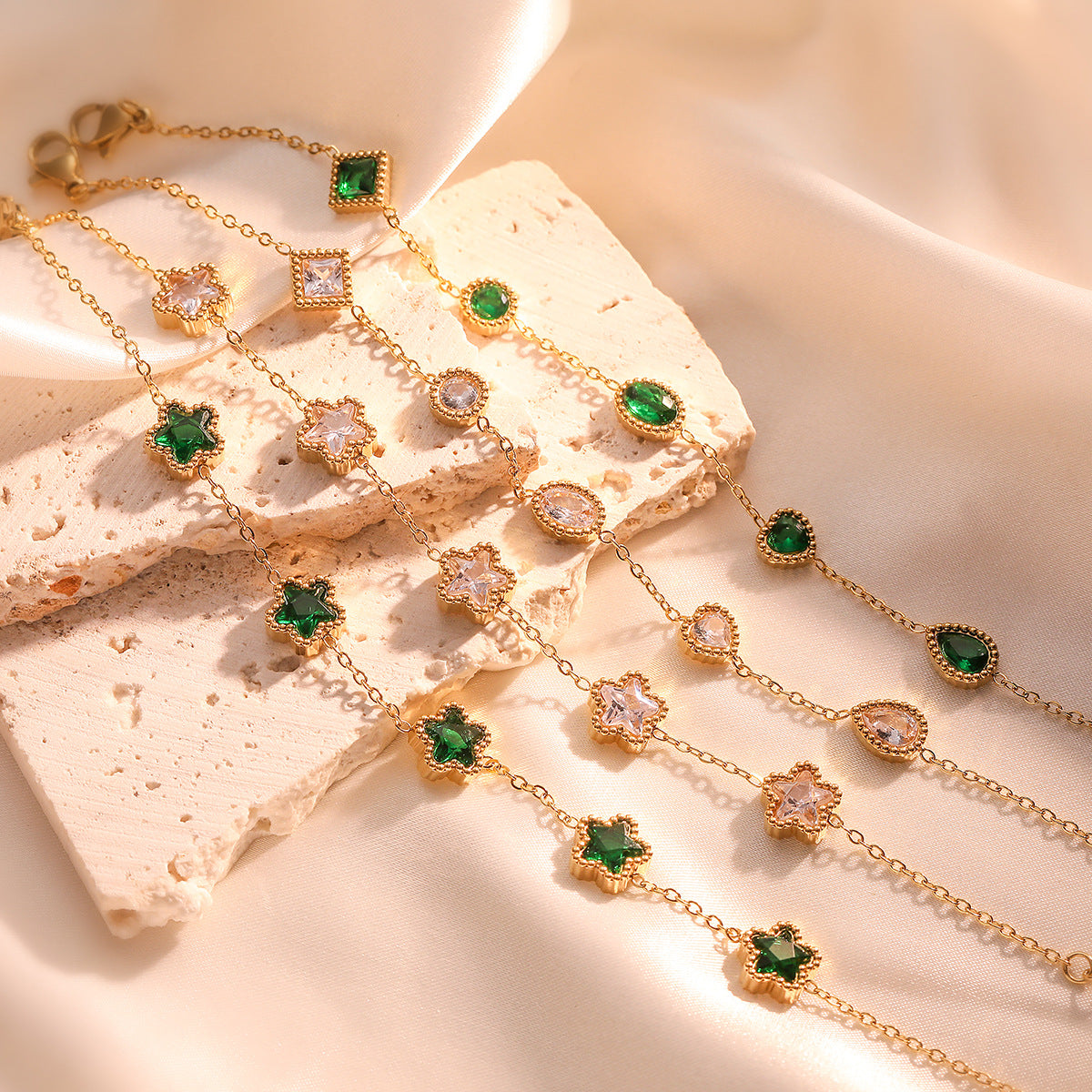 Zircon titanium steel bracelet for women niche exquisite versatile and colorfast jewelry